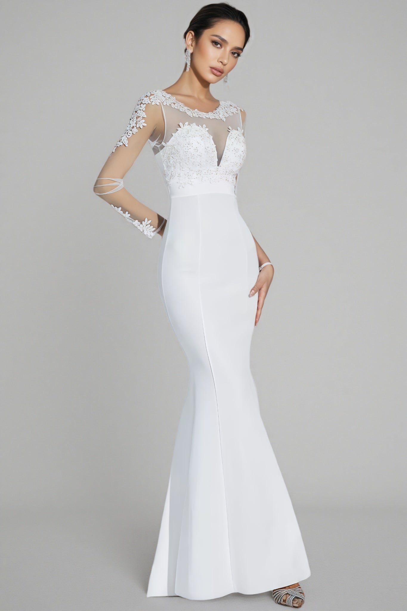 Marend White Lace Bodycon Maxi Dress - View 2