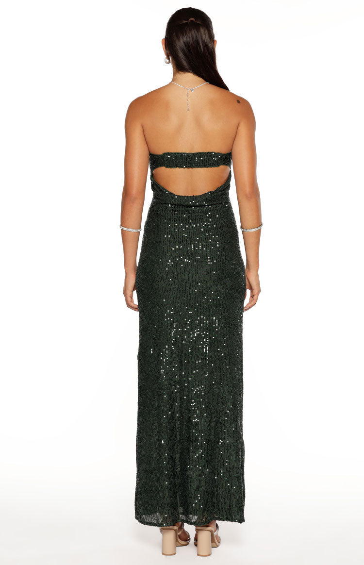 Sequin Strapless Straight Neck Strappy Back Column Maxi Dress 7
