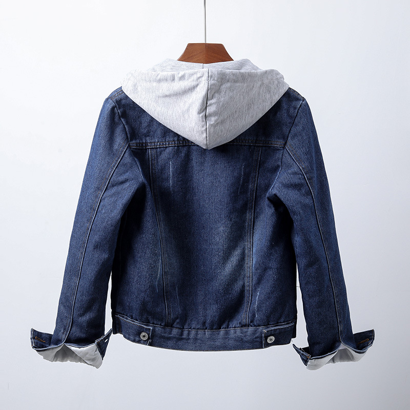 Hooded Fleece Lined Button Front Denim Jacket