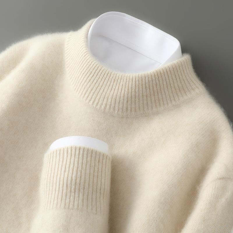Mock Neck Long Sleeve Ribbed Trim Knit Sweater