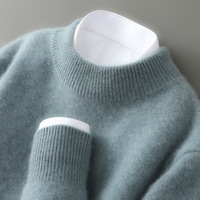 Mock Neck Long Sleeve Ribbed Trim Knit Sweater