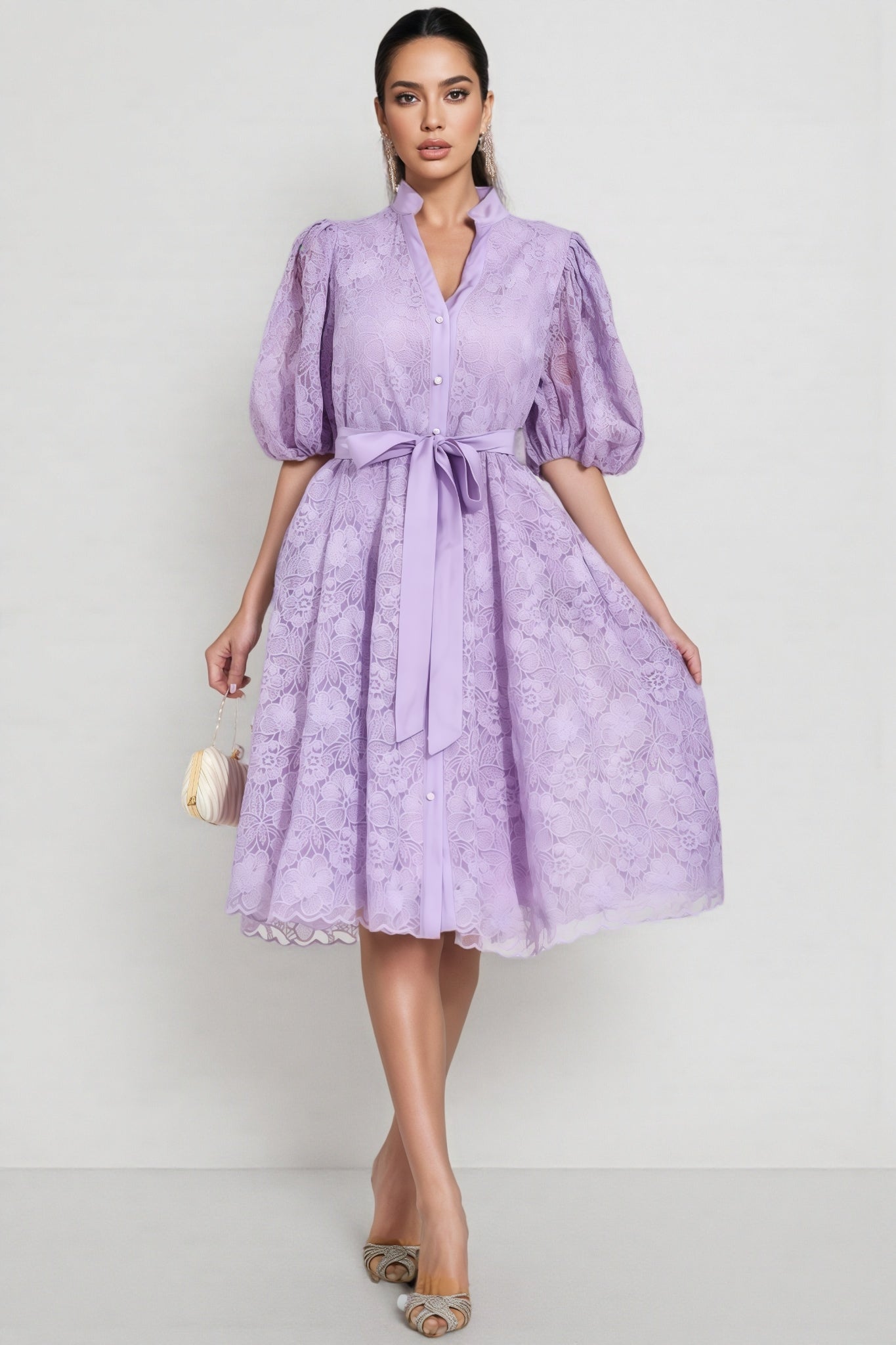 Melanie Purple Lace Midi Dress