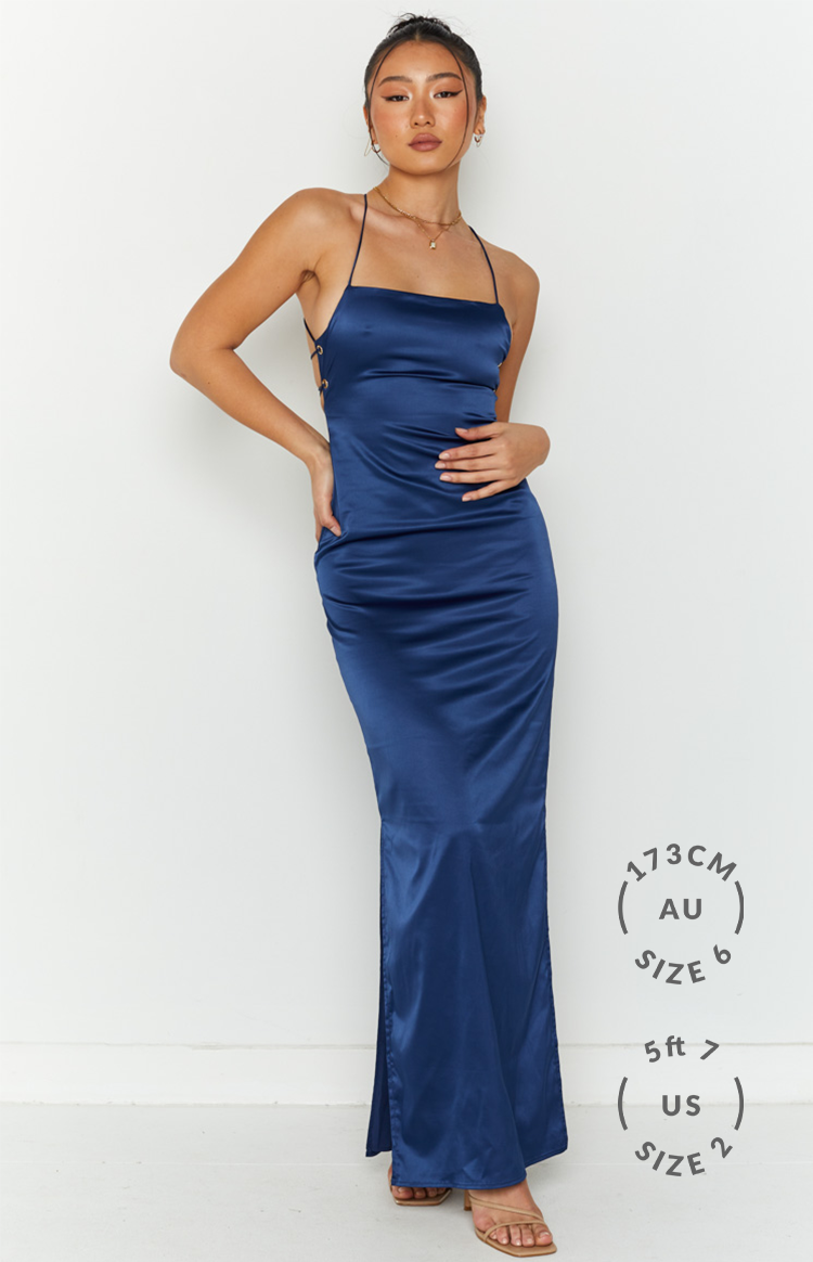 Satin Square Neck Cross Back Side Split Slip Formal Maxi Dress 11