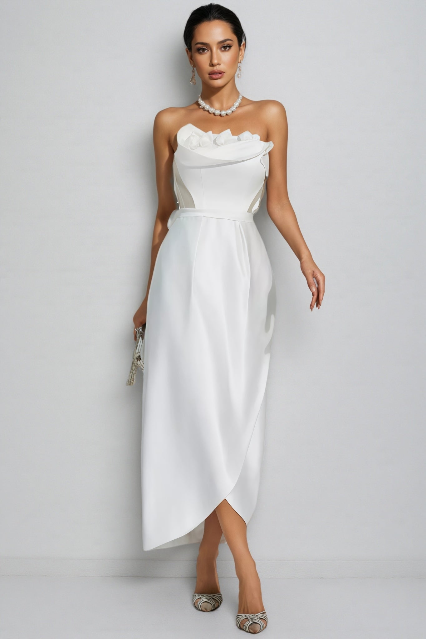 Inga White Off Shoulder Satin Maxi Dress - View 6