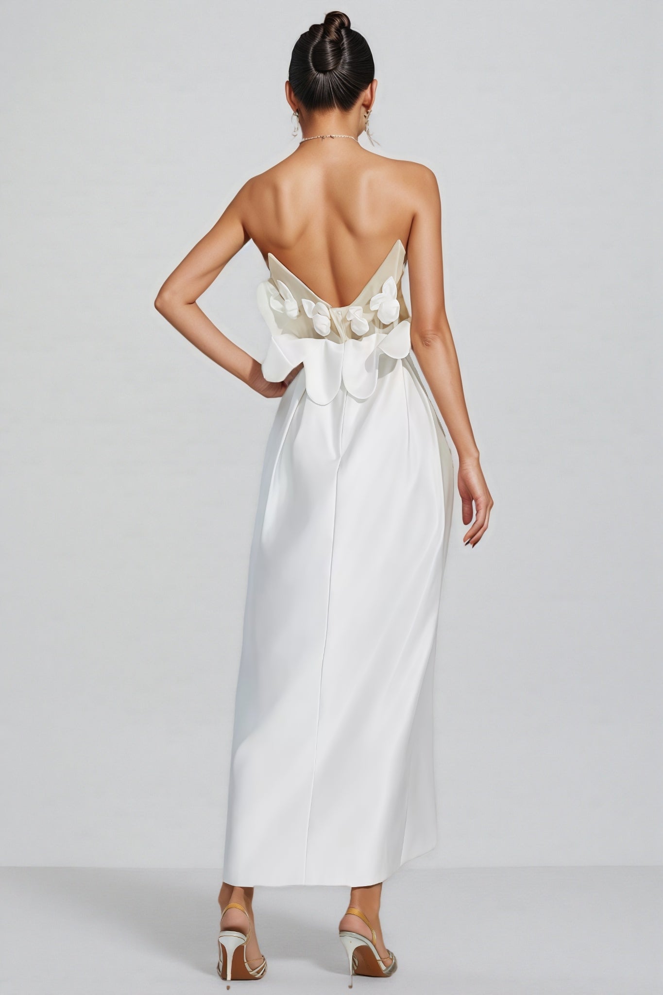 Inga White Off Shoulder Satin Maxi Dress - View 2