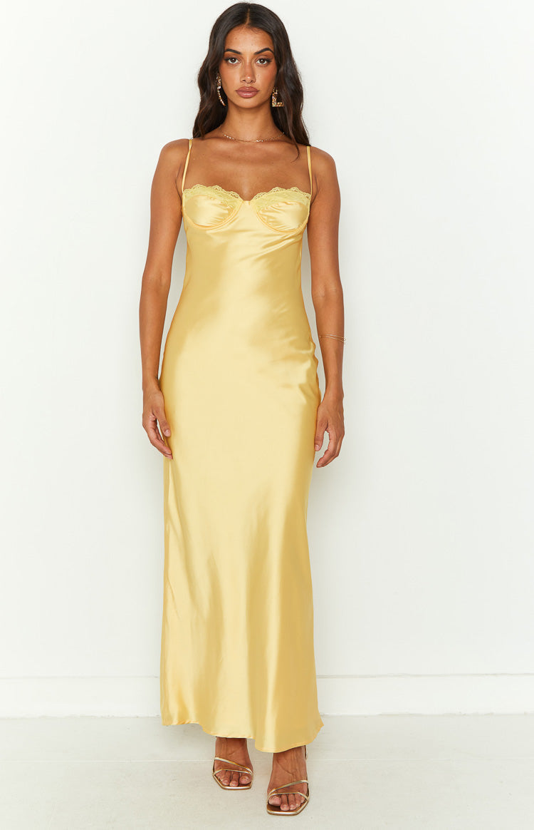 Satin Lace Trim Sweetheart Cami Bias Cut Maxi Dress 3