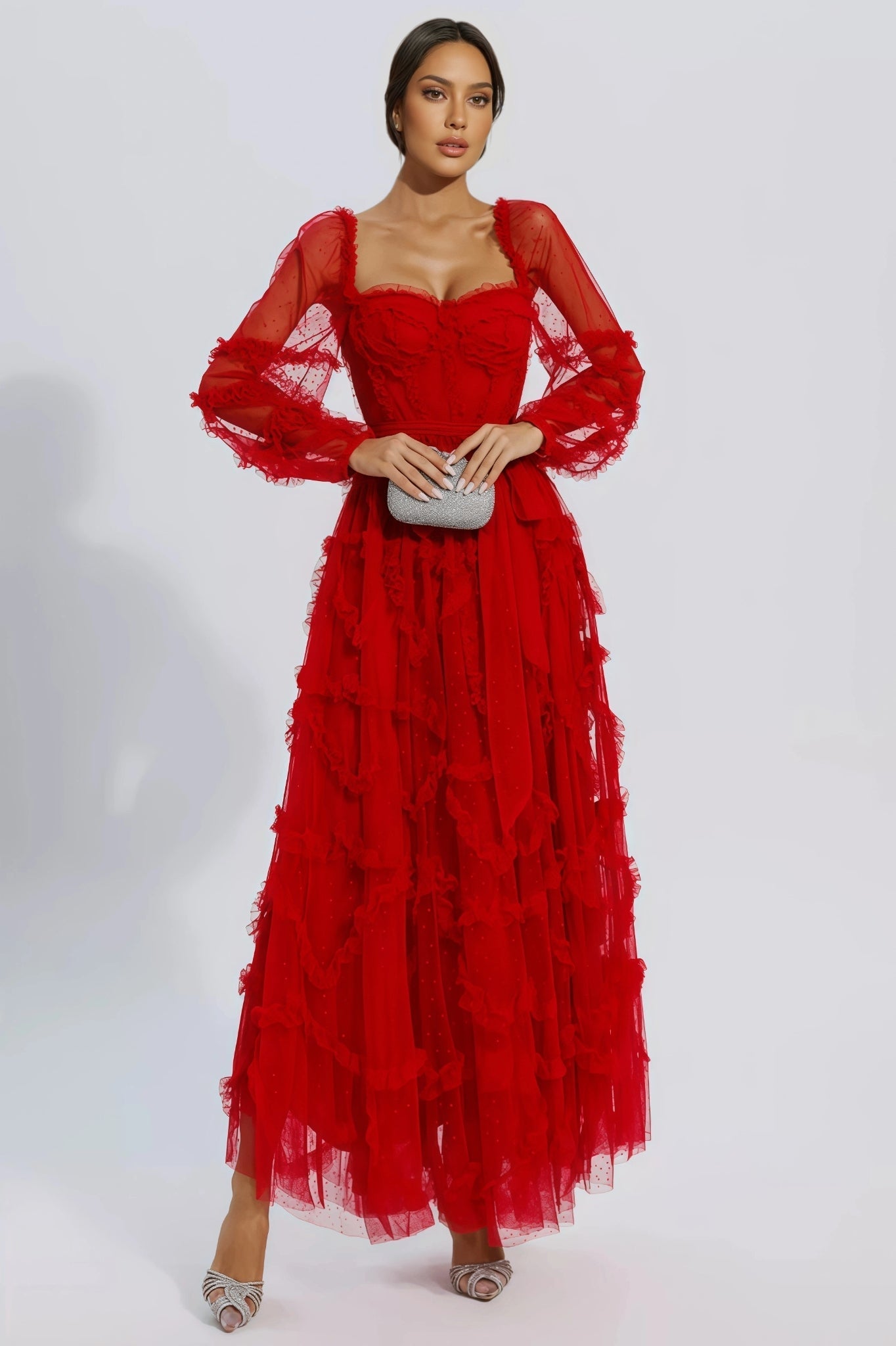 Bali Red Mesh Maxi Dress - View 2
