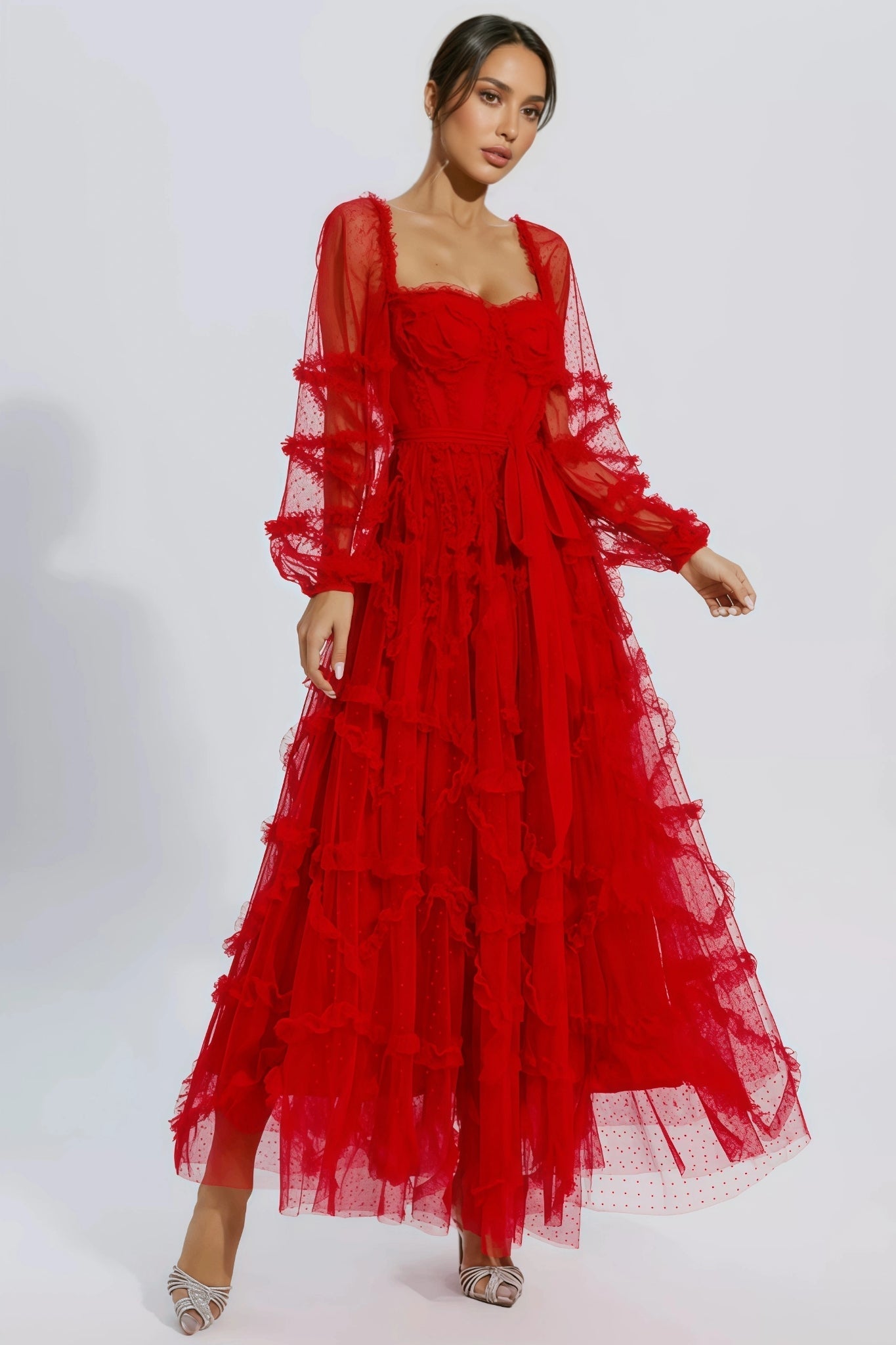 Bali Red Mesh Maxi Dress - View 4