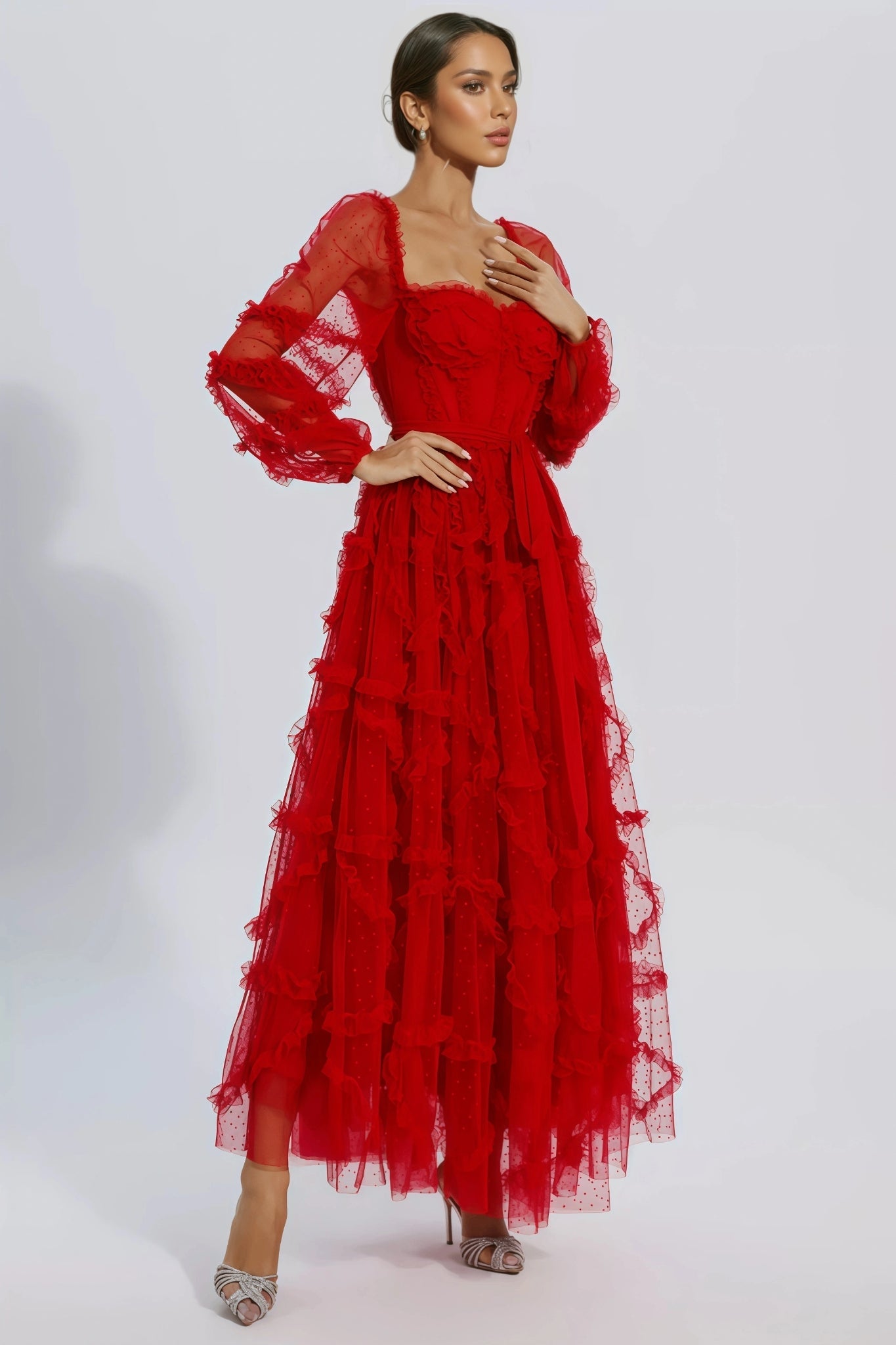 Bali Red Mesh Maxi Dress - View 5