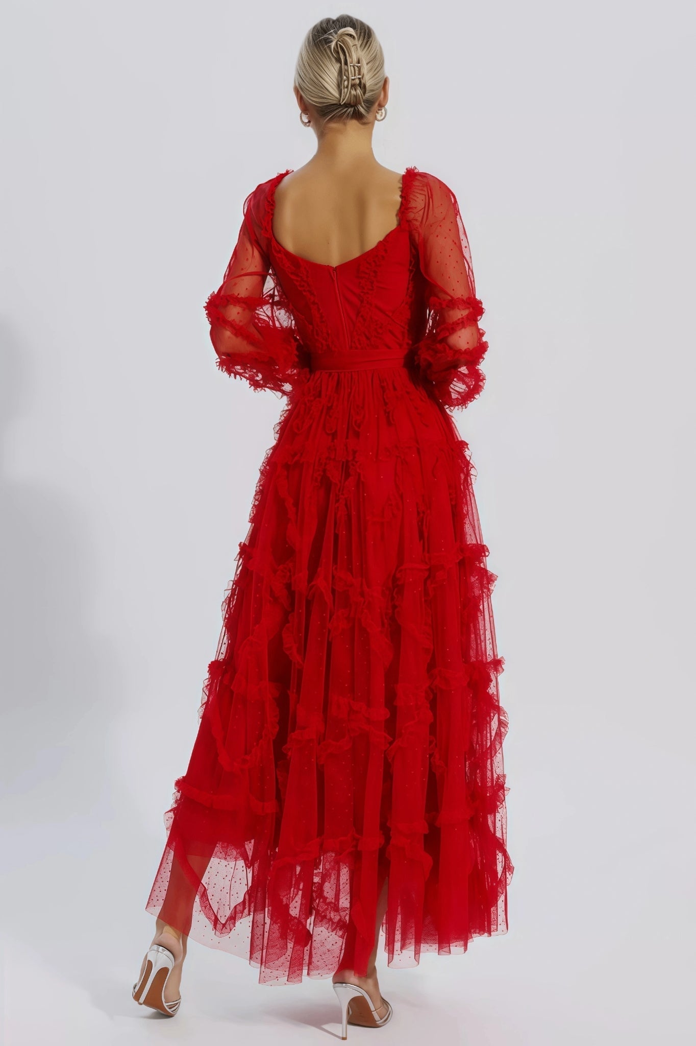 Bali Red Mesh Maxi Dress - View 7