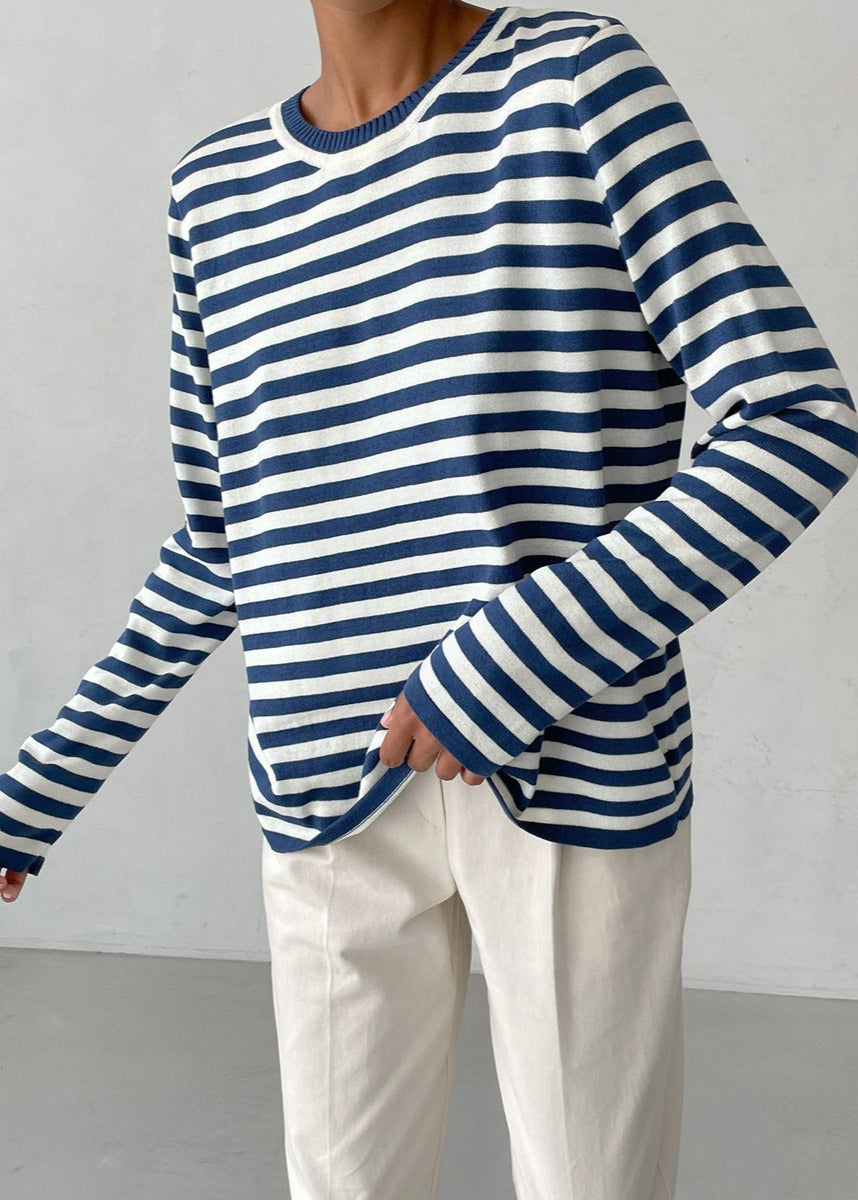 Stylish Black and White Striped Women's Top with Comfortable Fit