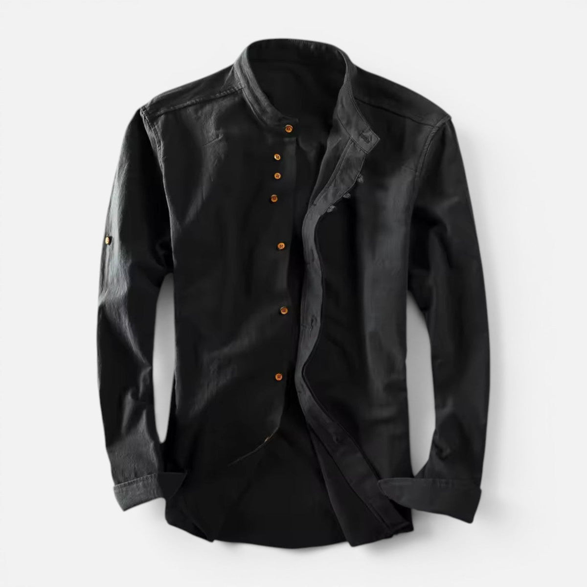 Men's Mandarin Collar Button Up Shirt Long Sleeve