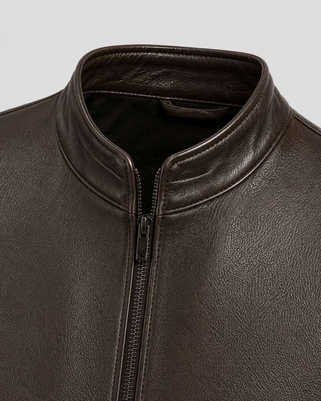 Men’s PU Leather Jacket – Stand Collar Zip Style