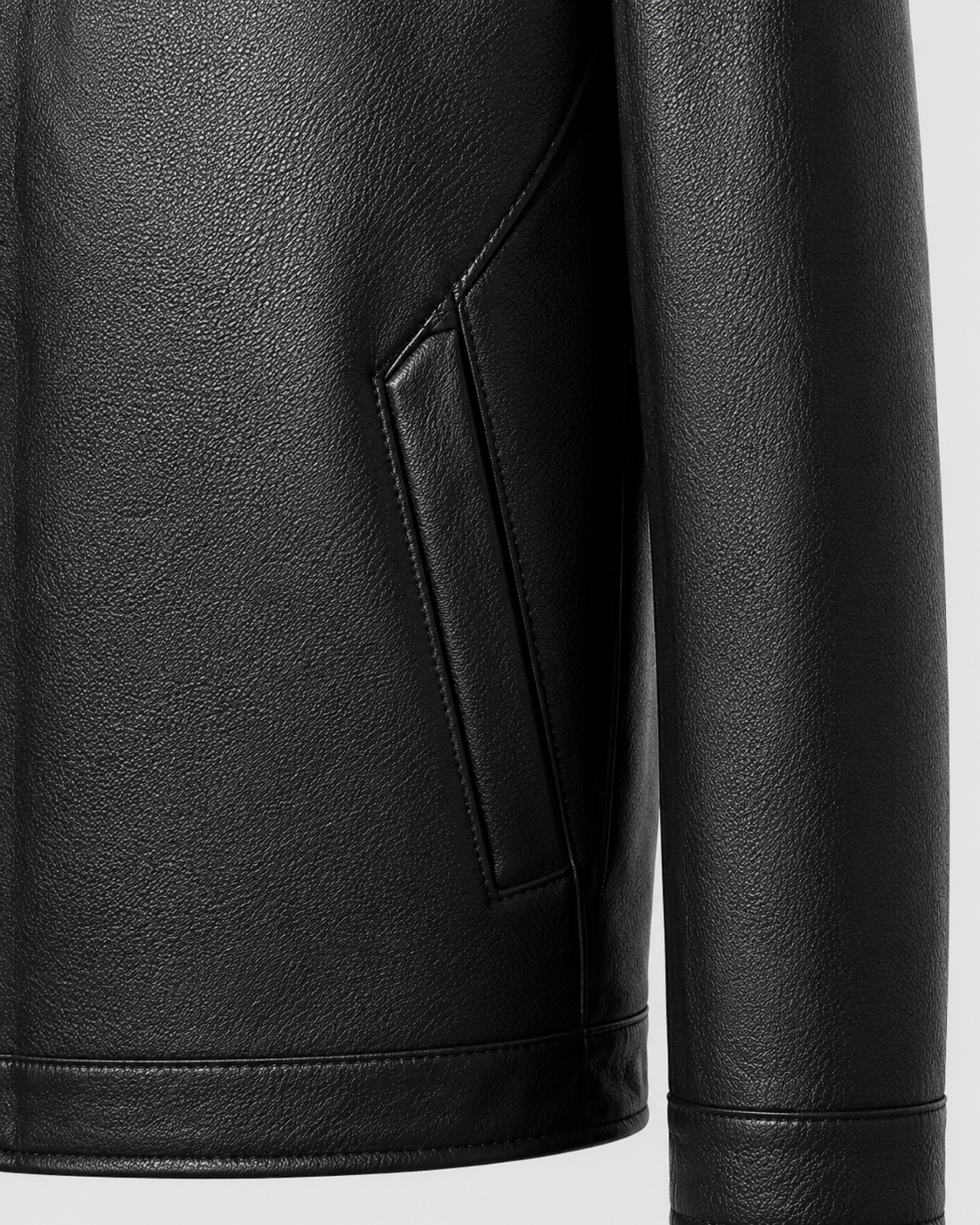 Men’s PU Leather Zip Jacket – Classic Collar Style