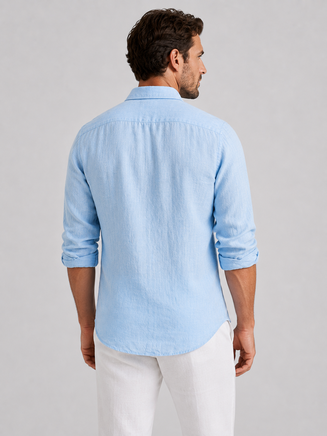 Men's Linen Blend Look Button-Up Shirt – Relaxed Summer Fit