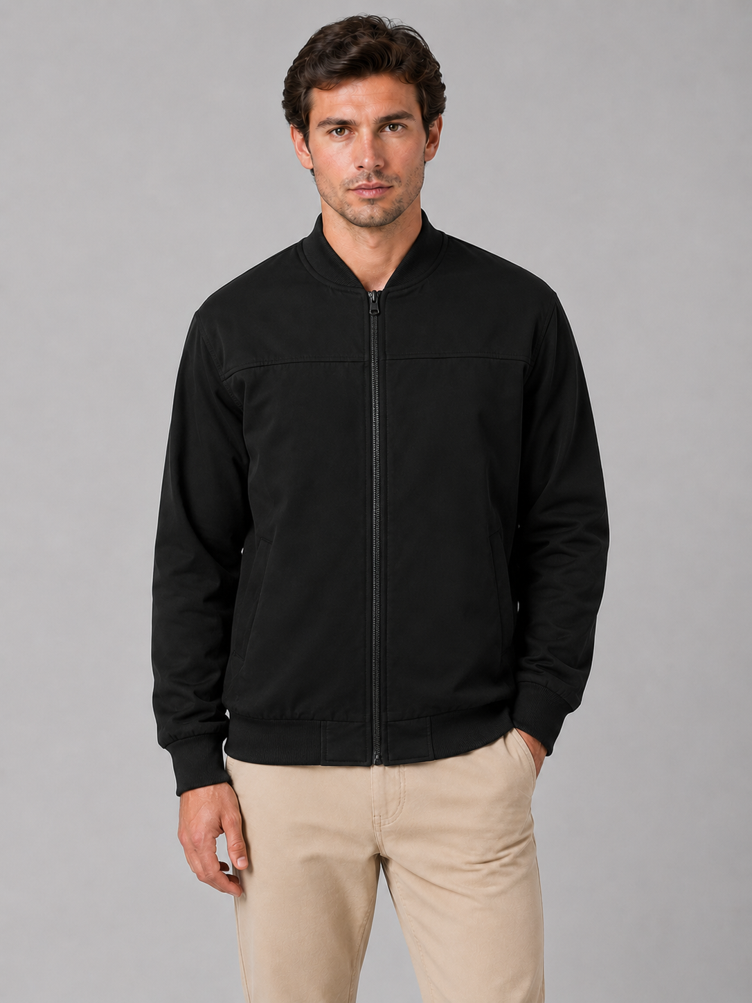 Men’s Zip Bomber Jacket – Trim Regular Fit