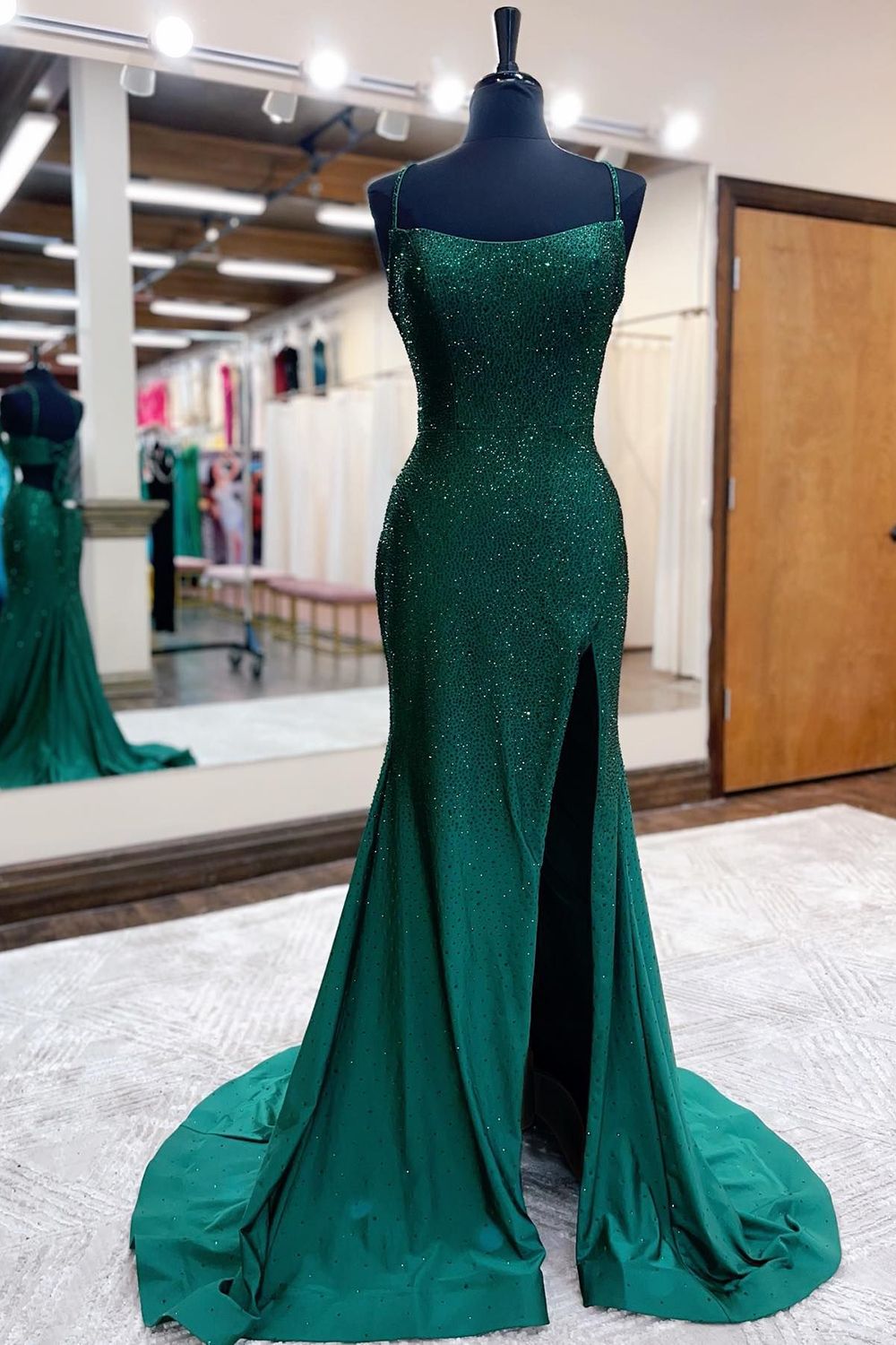 Mermaid Court Train Sequined Prom Dress With Split