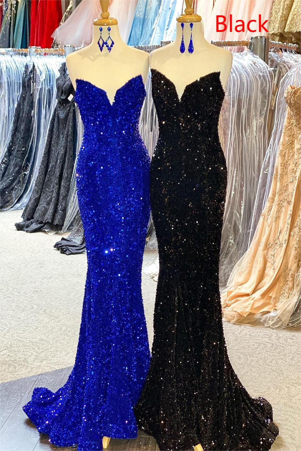 Mermaid Sweetheart Dark Green Sequins Long Prom Dress