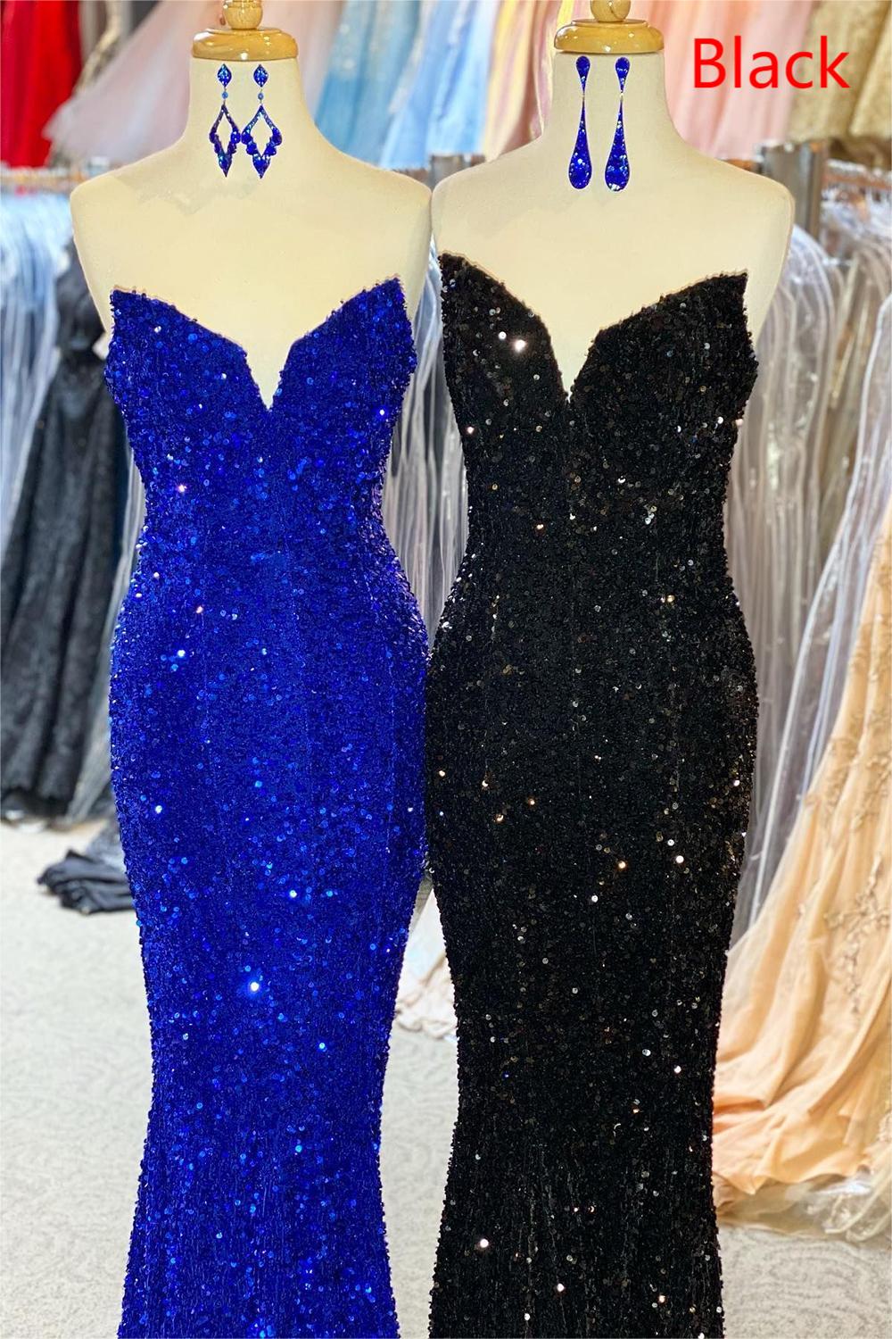 Mermaid Sweetheart Dark Green Sequins Long Prom Dress