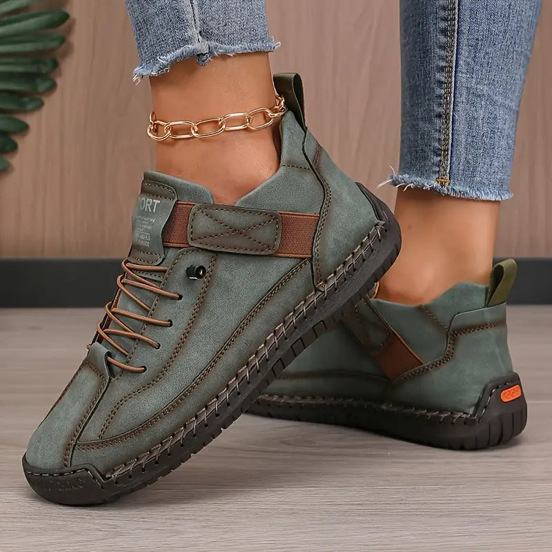 Lace Up Hand Stitched Low Top Sneakers