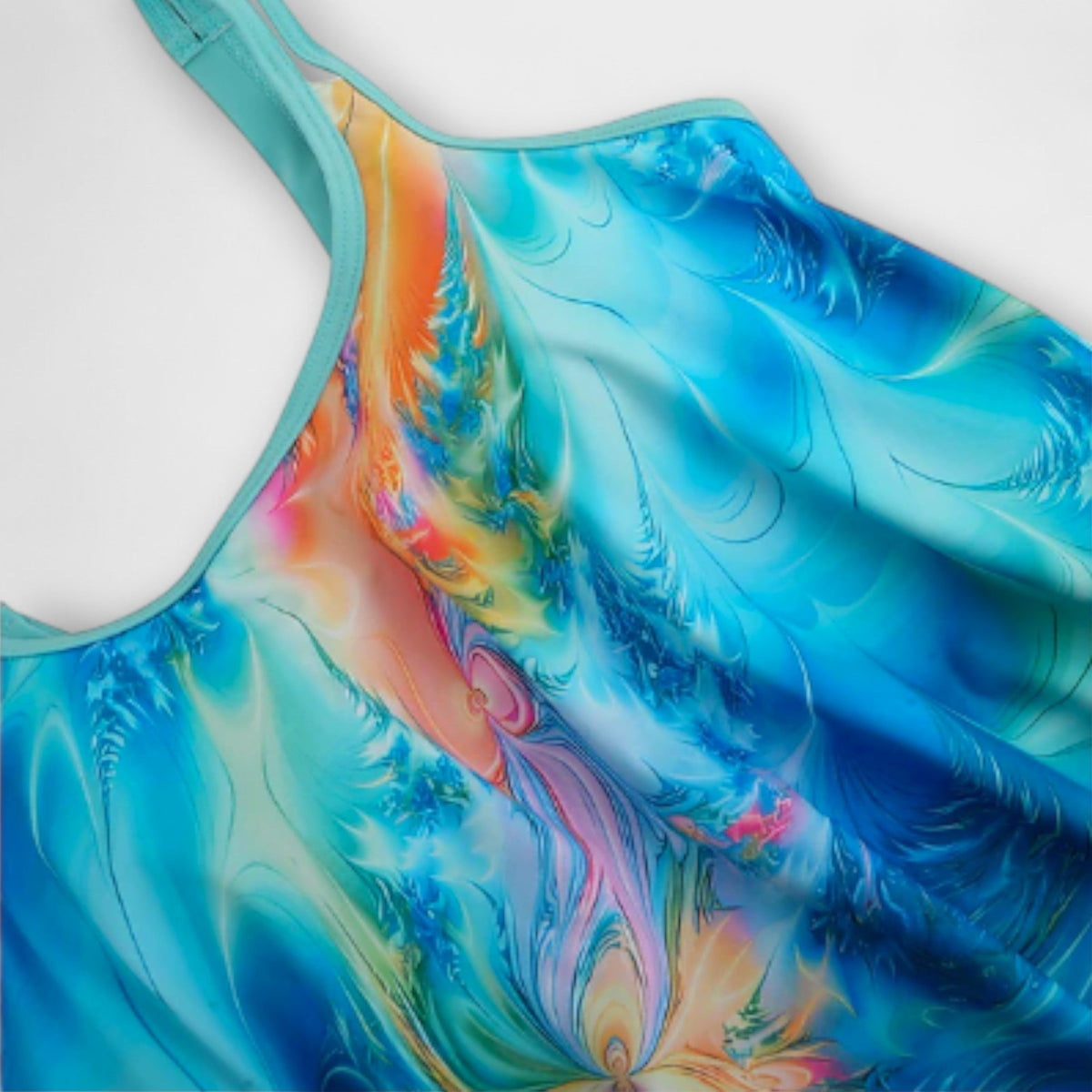 Abstract Print Strappy Cross Back Tankini Set