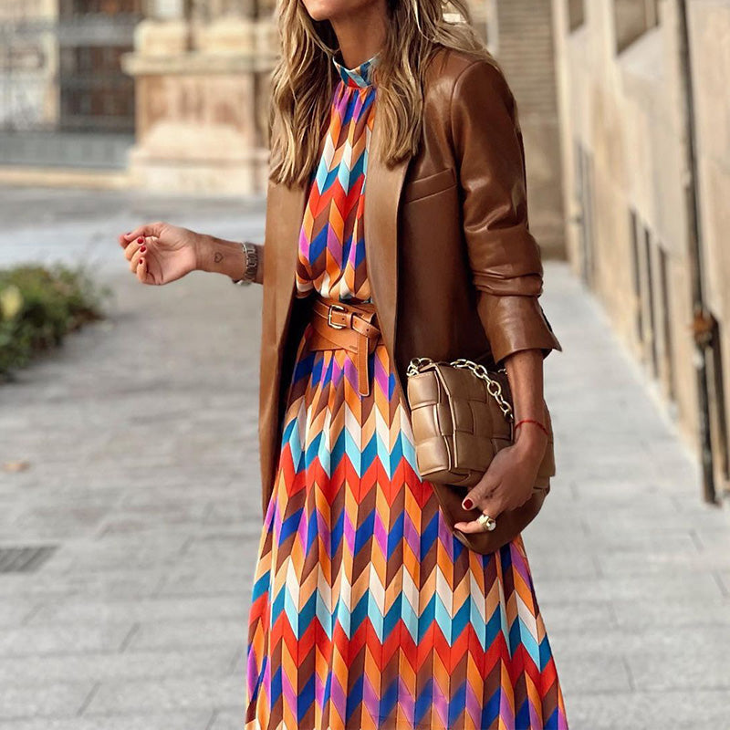 Mónica Minimalist Sophisticated Printed Midi Dress Designer Edit