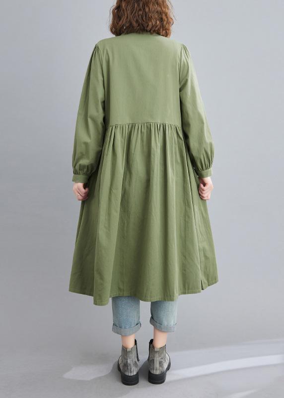 Modern Lapel Cinched Cotton Spring Dresses Runway Green Dresses