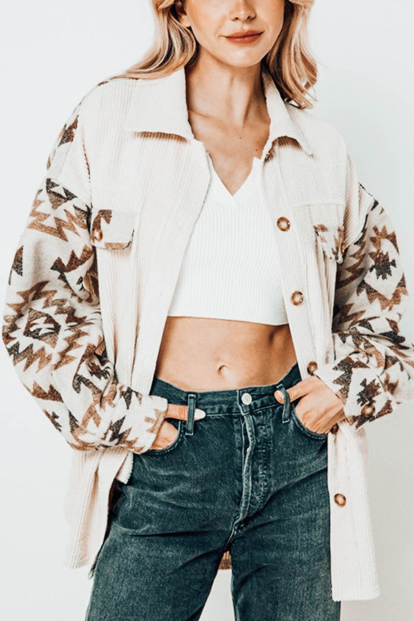 Forest Aztec Corduroy Shacket