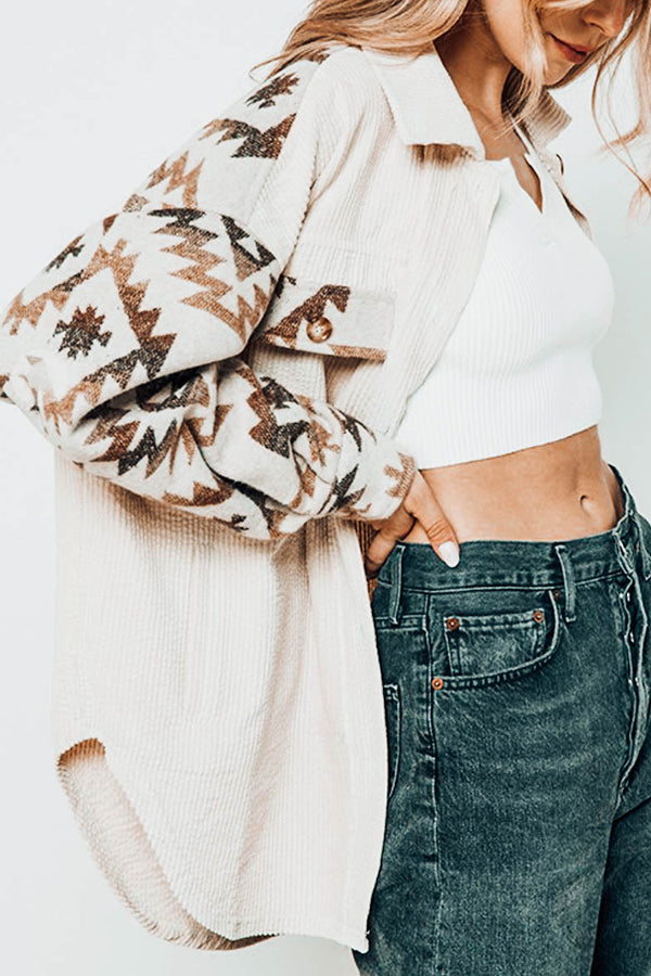 Forest Aztec Corduroy Shacket