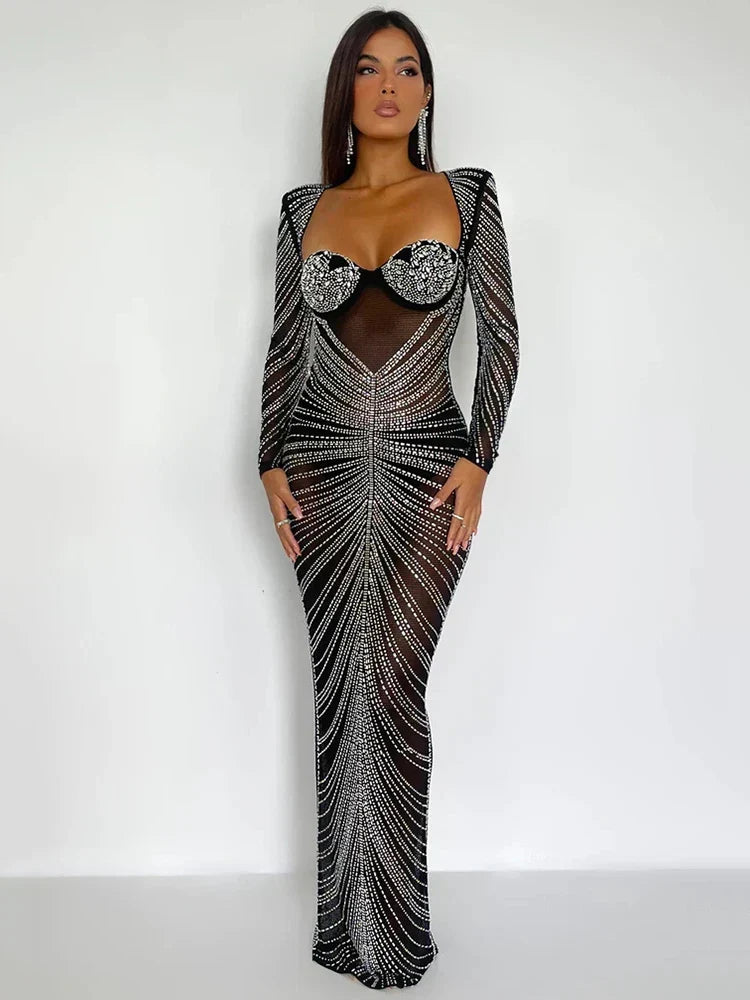 Sheer Mesh Maxi Dress