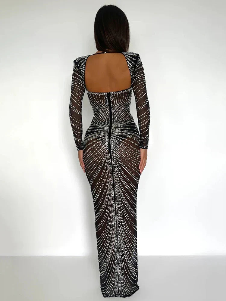 Sheer Mesh Maxi Dress