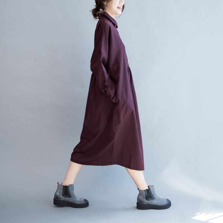 Mulberry oversize cotton dresses long sleeve maxi dress gowns - View 3