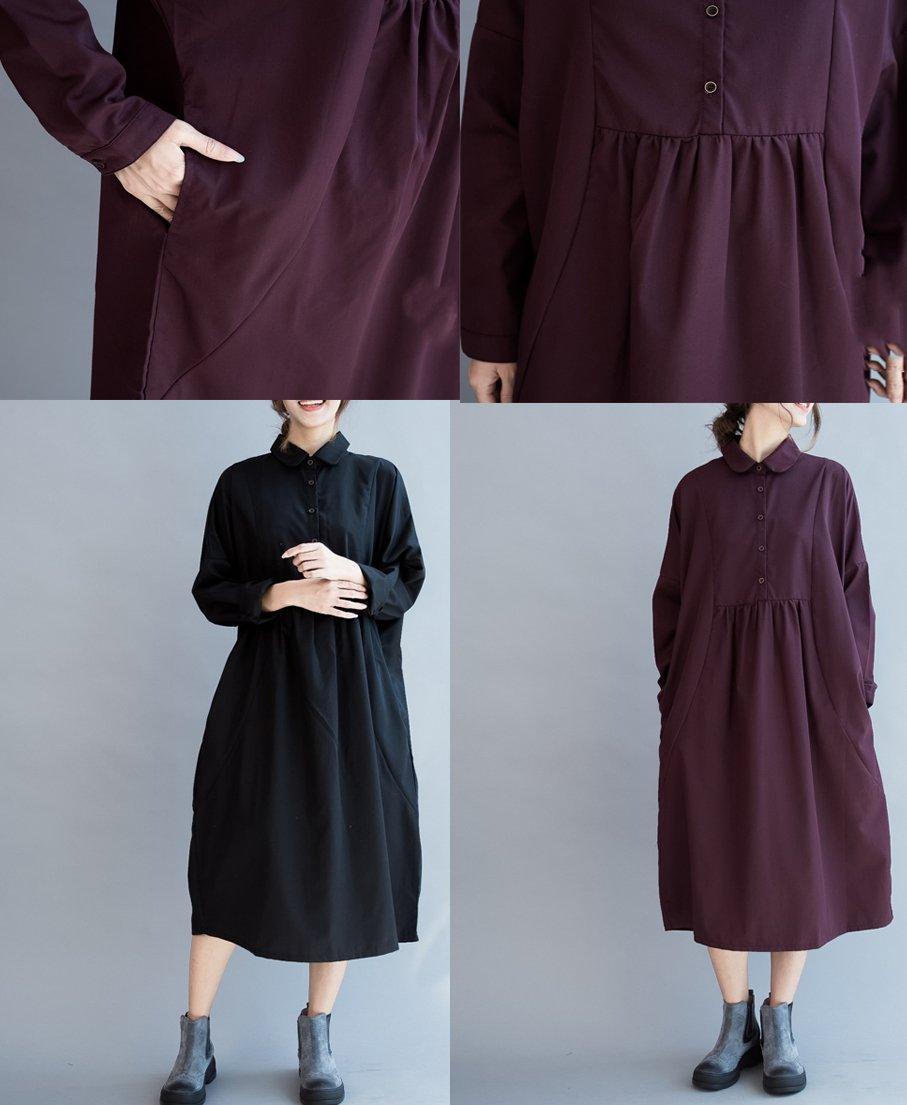 Mulberry oversize cotton dresses long sleeve maxi dress gowns - View 5