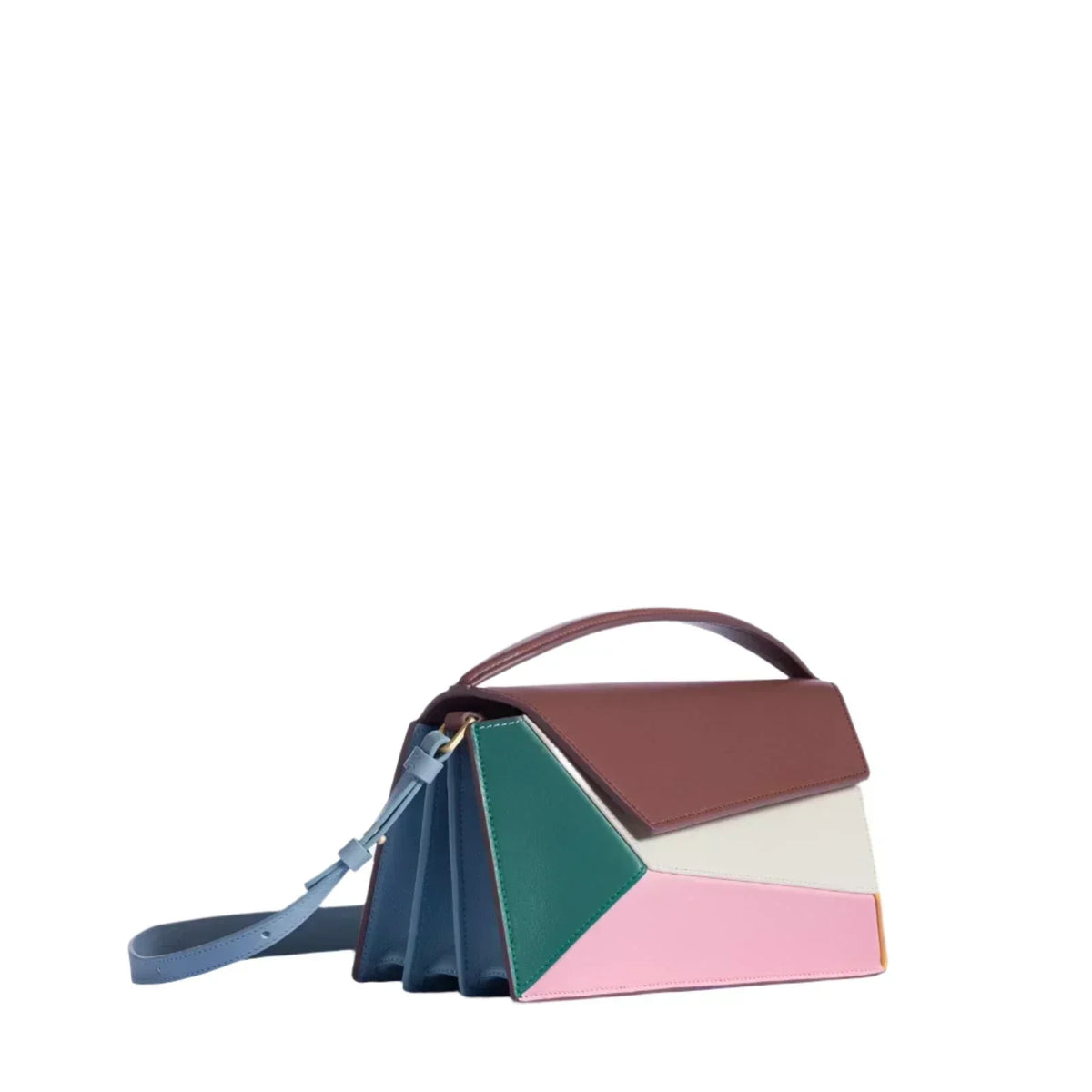Color Block Top Handle Structured Shoulder Bag