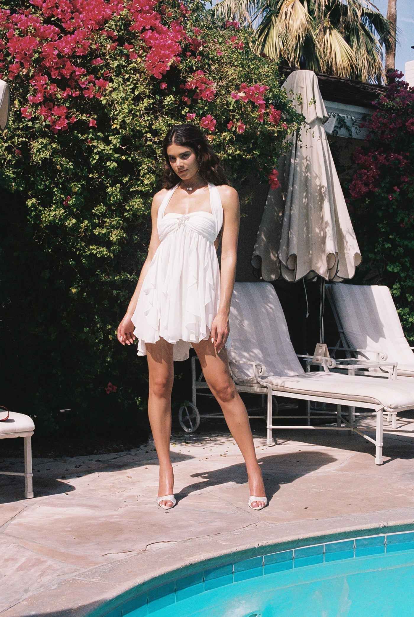 Halter Neck Floral Chiffon Fit and Flare Mini Dress Summer 12