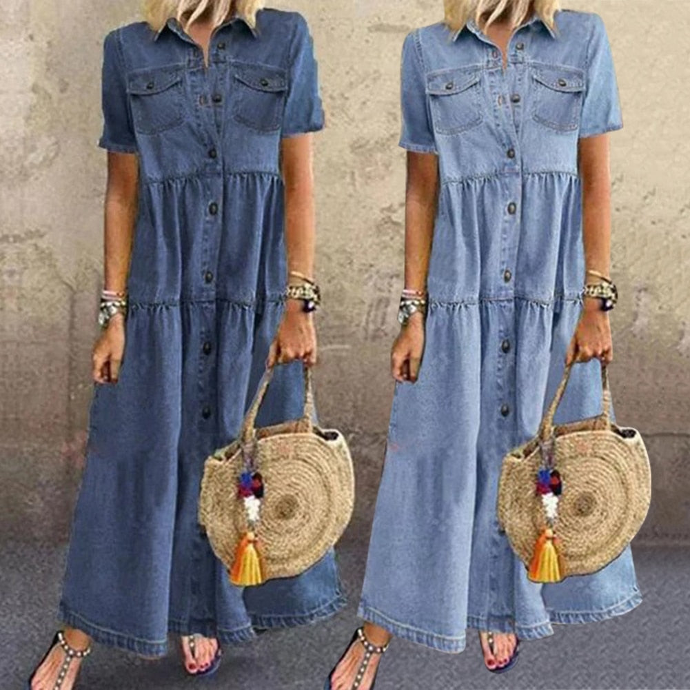 Pilar Denim Dress For Modern Dress for Layered Outfit Styling