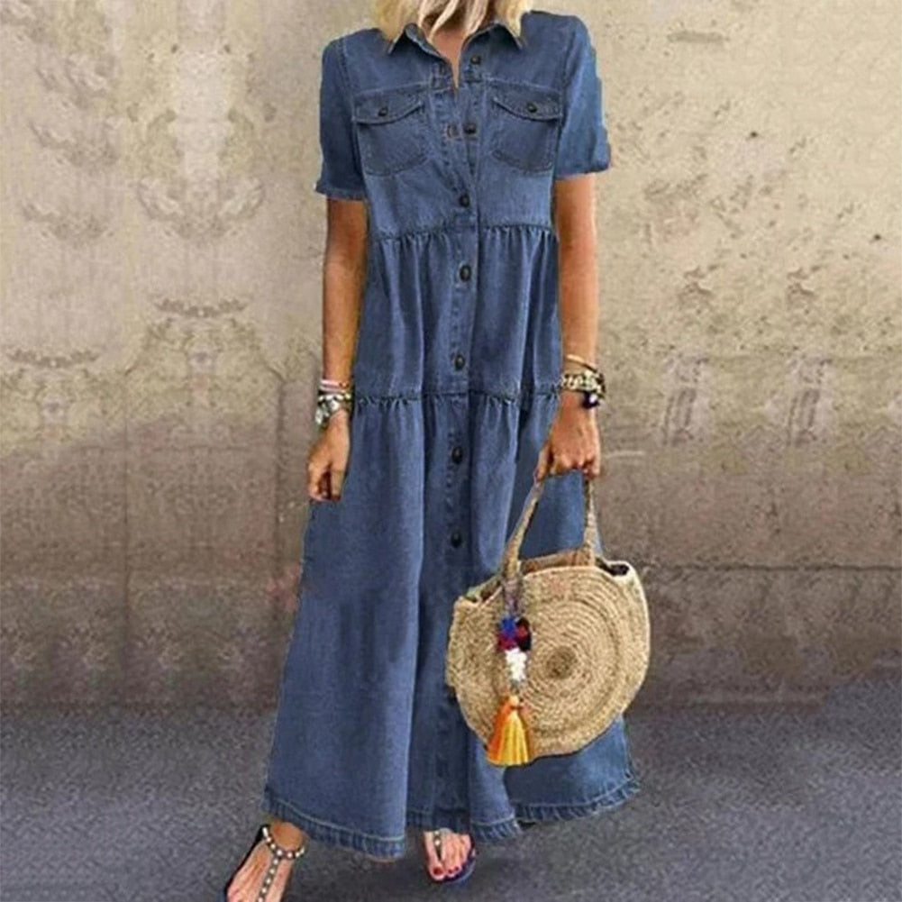 Pilar Denim Dress For Modern Dress for Layered Outfit Styling