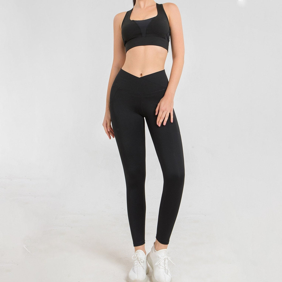 Crossover High Waist Side Pocket Workout Yoga Leggings 3