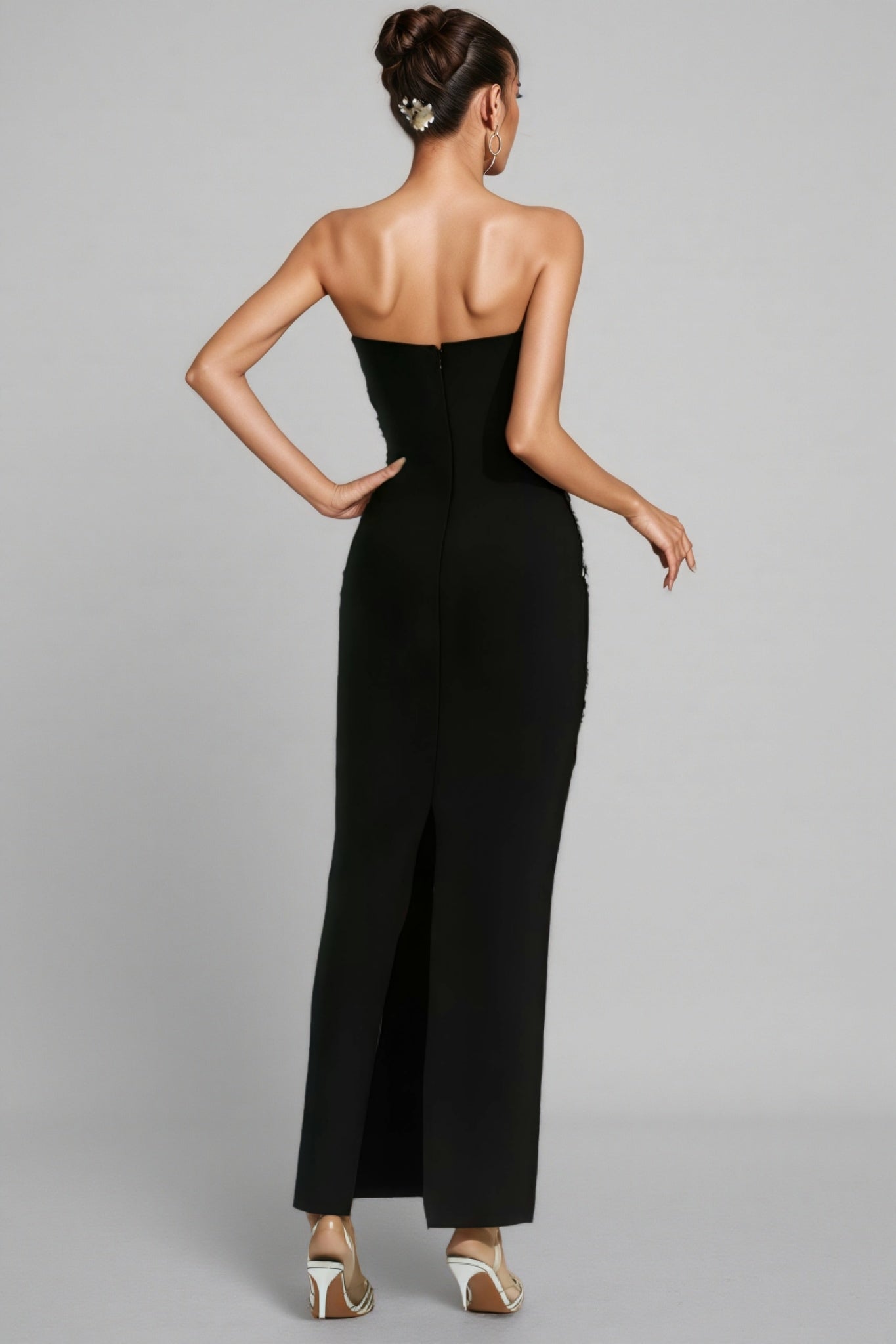 Elioed Black Beading Mesh Bandage Maxi Dress - View 6