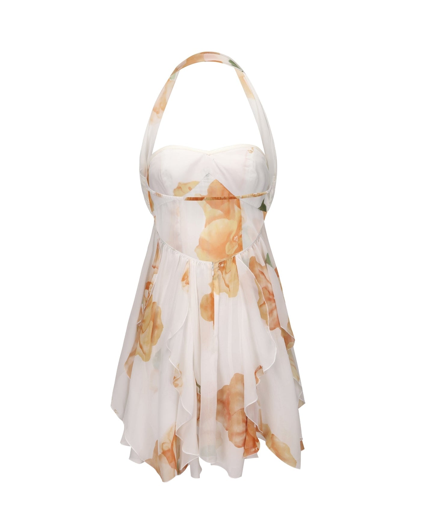 Halter Neck Floral Chiffon Fit and Flare Mini Dress Summer 5