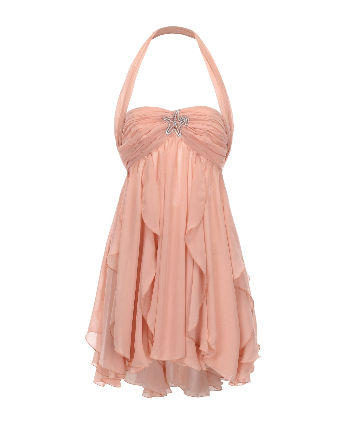 Halter Neck Floral Chiffon Fit and Flare Mini Dress Summer 9