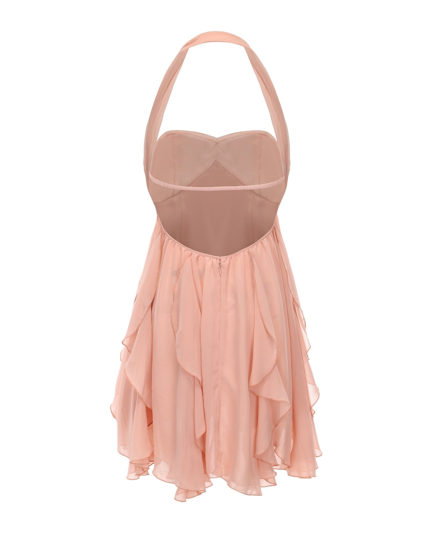 Halter Neck Floral Chiffon Fit and Flare Mini Dress Summer 10