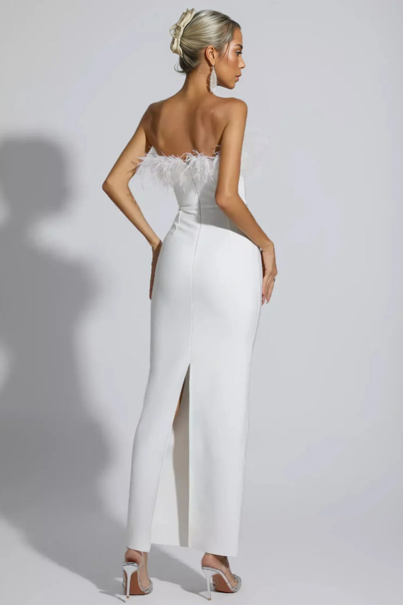 Viane White Feather Tassel Maxi Dress - View 7