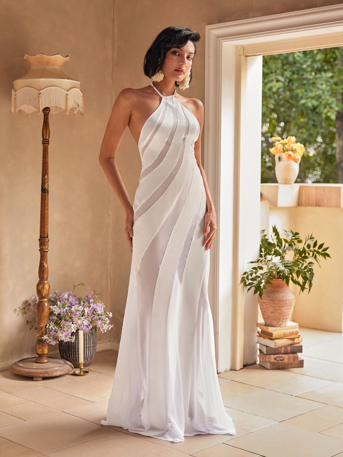 Halterneck Satin Maxi Dress - View 2