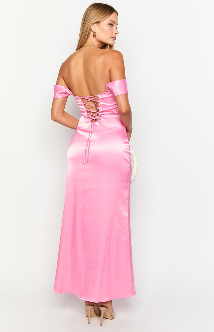 Satin Off Shoulder Sweetheart Underwire Bust Maxi Dress 3
