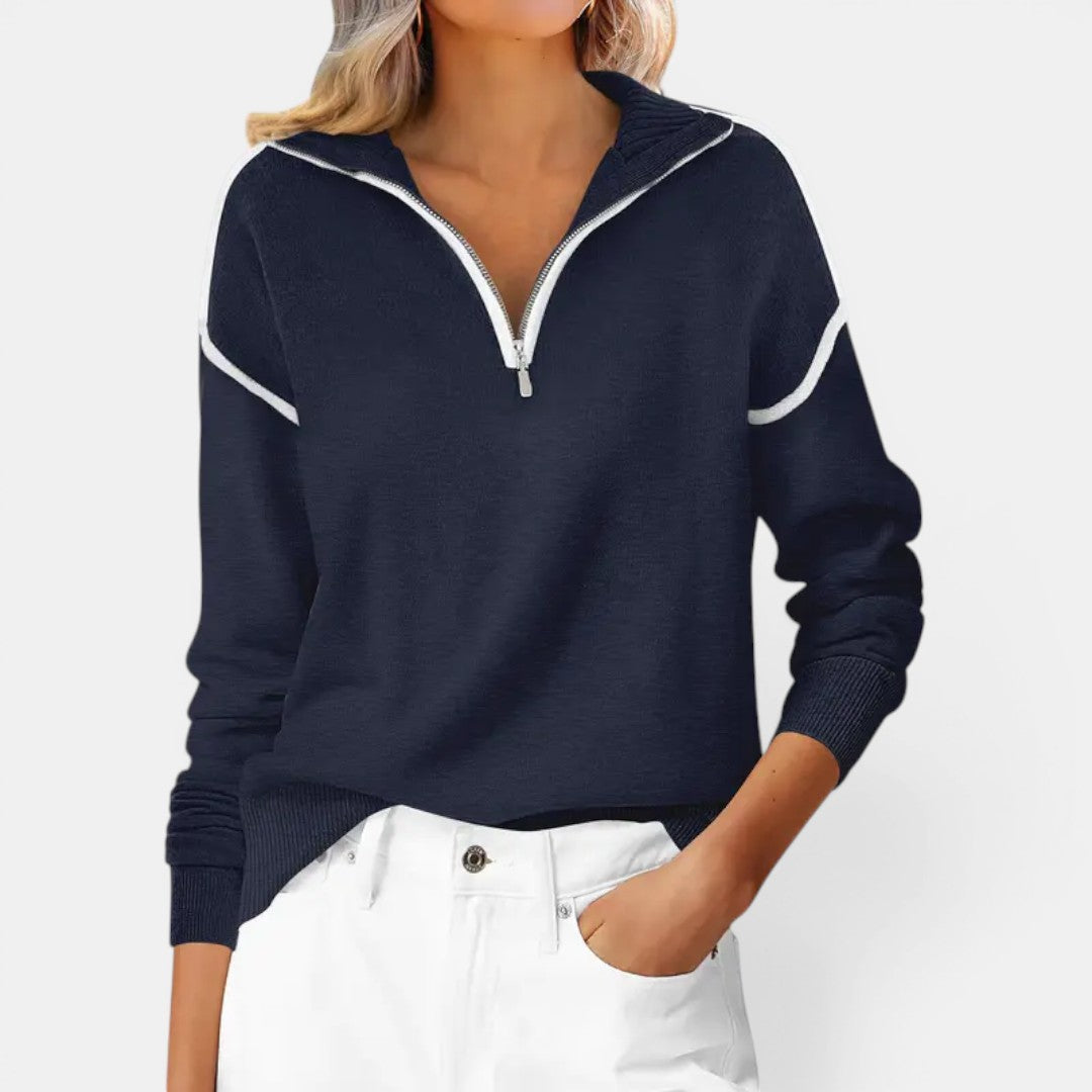 Quarter Zip Collared Long Sleeve Sweater