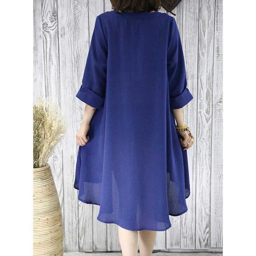 Navy flowy summer dress plus size sundresses women blouse top