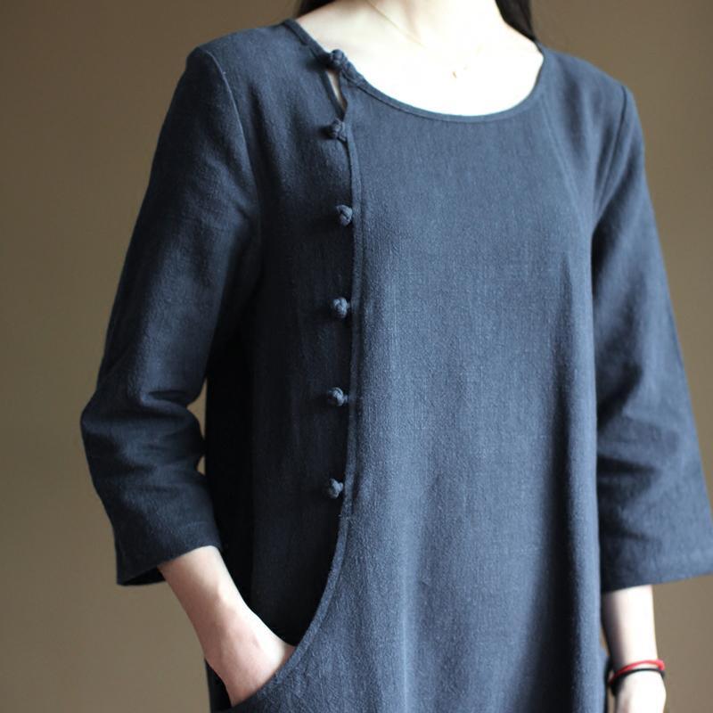 Navy linen dresses bust button details long linen maxi dresses