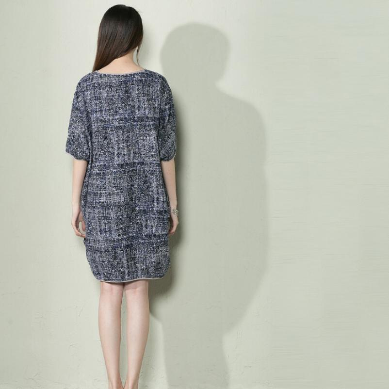 Navy print baggy holiday sundress linen summer dresses oversize