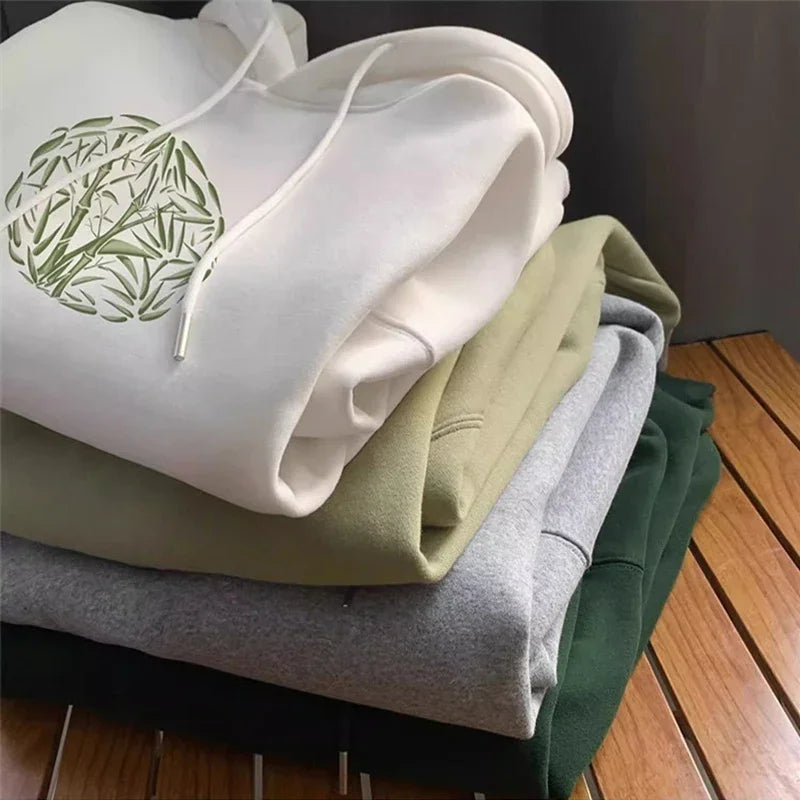 Bamboo Pattern Print Y2K Hoodie